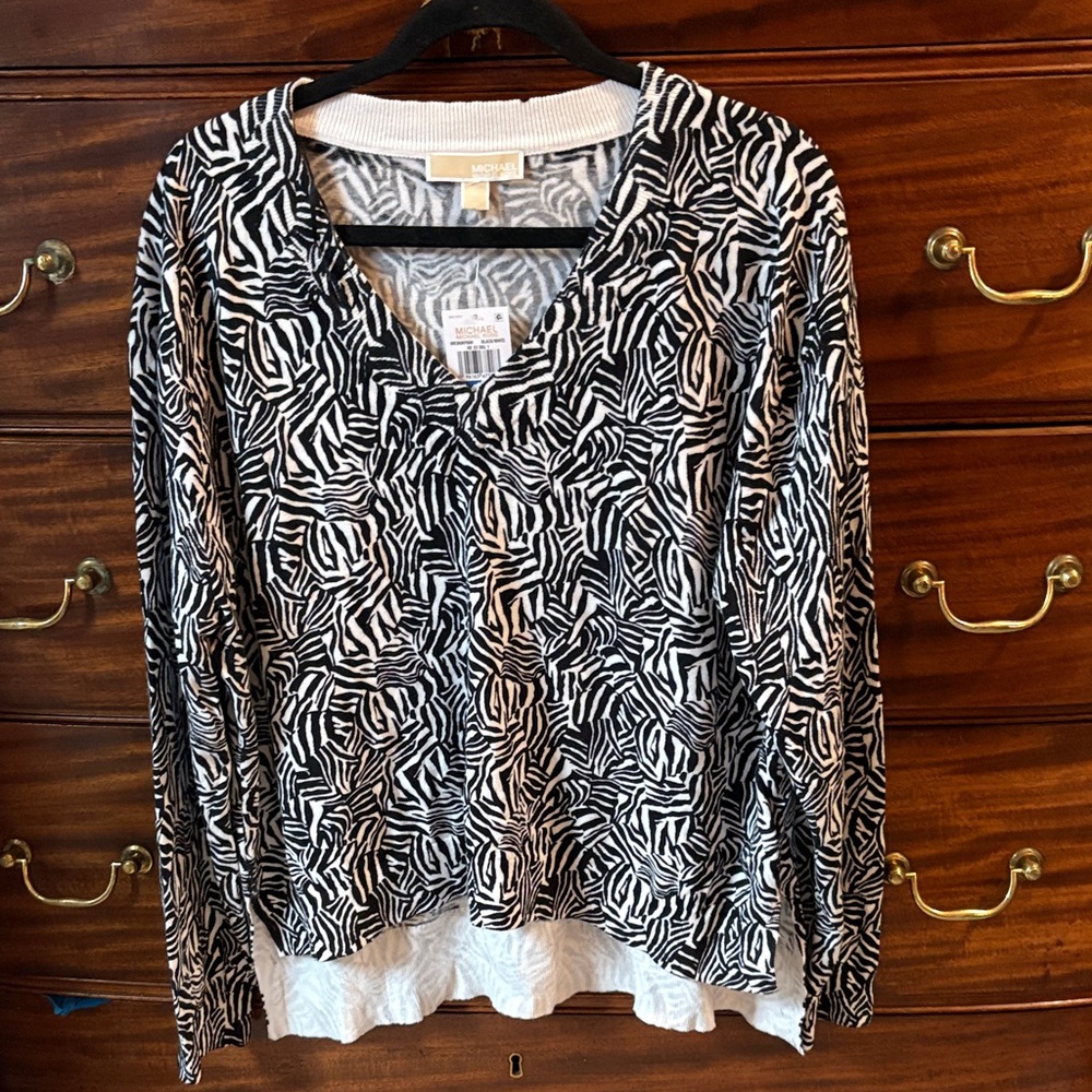 Michael Kors Zebra Print Black and White Sweater